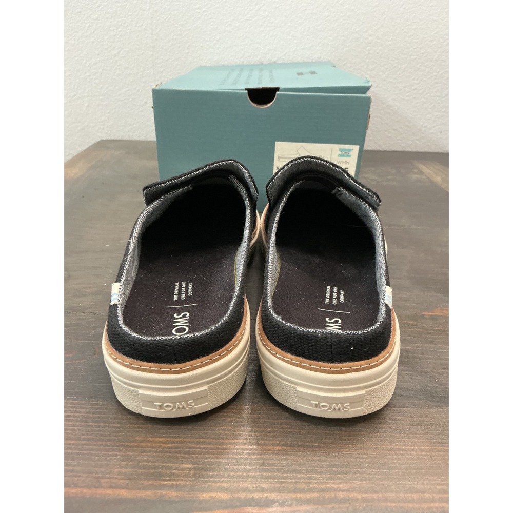 NWB TOMS Sunrise Black Heritage Canvas Slip On Platform Mule Sneakers Size 7.5 - Picture 2 of 8